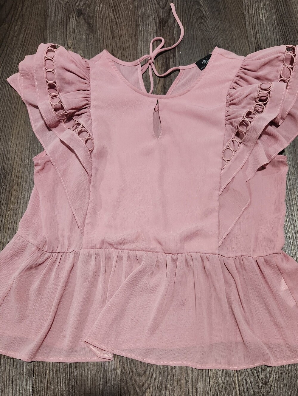 Pink Ruffle Tie-Back Women's Top